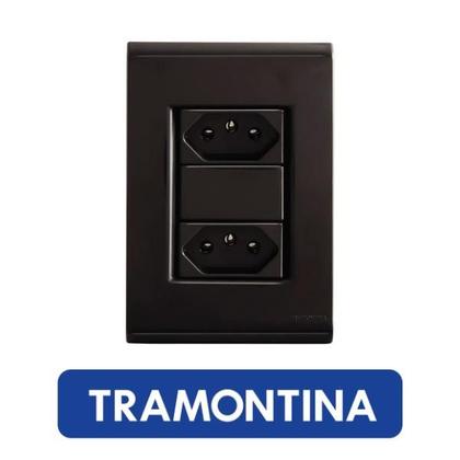 Imagem de Conjunto 4X2 Com 2 Tomada 10A 2P+T Liz Grafite - TRAMONTINA