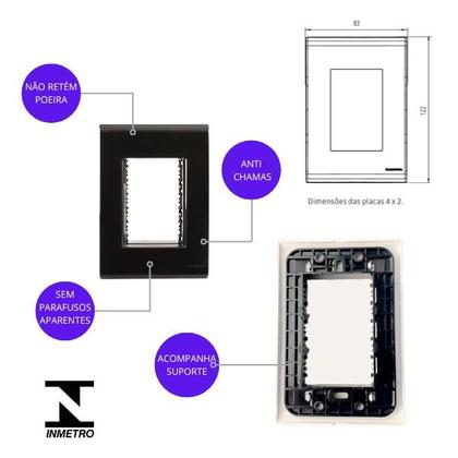 Imagem de Conjunto 4X2 Com 2 Tomada 10A 2P+T Liz Grafite - TRAMONTINA