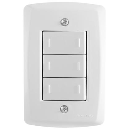 Imagem de Conjunto 4x2 com 3 Interruptores Paralelos 10 A 250 V Tramontina Lux2 Branco