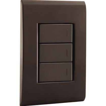 Imagem de Conjunto 4x2 com 3 Interruptores Simples 10 A 250 V Tramontina Liz Grafite