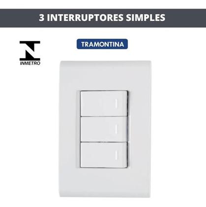 Imagem de Conjunto 4x2 Com 3 Interruptores Simples Tramontina Liz 10 A 250v Branco