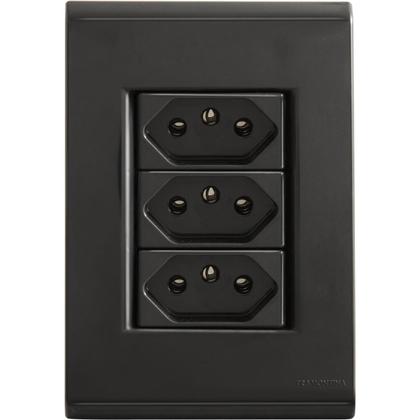 Imagem de Conjunto 4x2 com 3 Tomadas 2P T 10 A 250 V Tramontina Liz Grafite