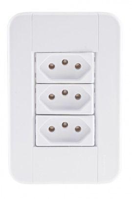 Imagem de Conjunto 4x2 com 3 Tomadas 2P+T 10 A 250 V Tramontina Tablet Branco