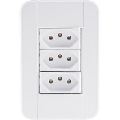 Imagem de Conjunto 4x2 com 3 Tomadas 2P+T 10 A 250 V Tramontina Tablet Branco