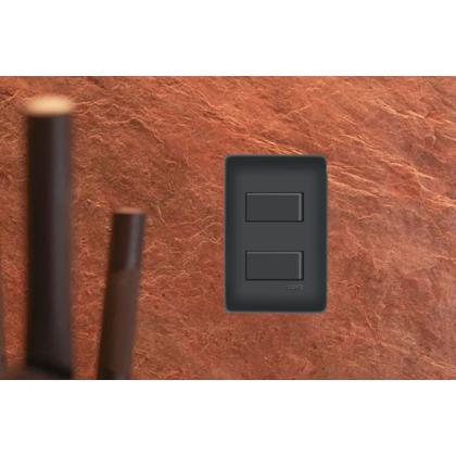 Imagem de Conjunto 4x2 Fame Habitat Black - 2 Interruptores Simples Distanciados 10A~250V