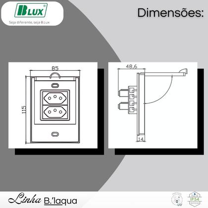 Imagem de Conjunto 4x2 Interruptor Duplo Simples Prova Dagua Preto - B.lux