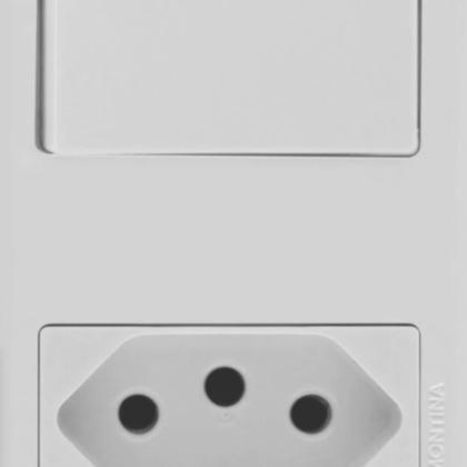 Imagem de Conjunto 4x2 Interruptor Simples 1 Tomada 2P+T 10A BR ARIA