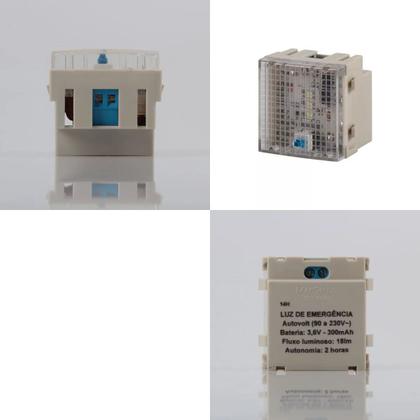 Imagem de Conjunto 4x2 Módulo Luz Emergencia Interruptor Duplo Branco Sleek Margirius