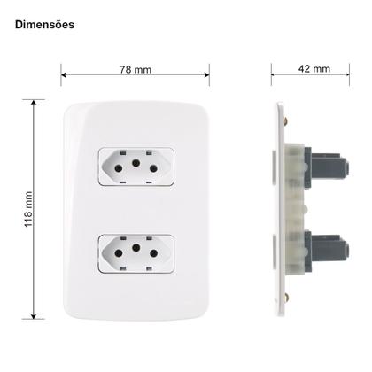Imagem de Conjunto 4x2 Tomada Dupla 10A 2p+T B3 Branca Margirius