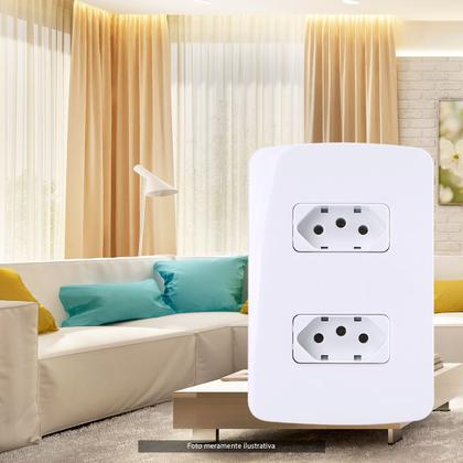 Imagem de Conjunto 4x2 Tomada Dupla 10A 2p+T B3 Branca Margirius