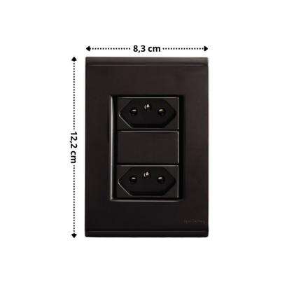 Imagem de Conjunto 4x2 Tramontina Liz Grafite 2 Tomadas 2P+T 10A~250V