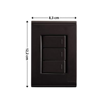 Imagem de Conjunto 4x2 Tramontina Liz Grafite 3 Interruptores Simples 10A~250V