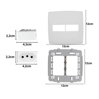 Imagem de Conjunto 4x4 1 Interruptor Simples e 1 Tomada 20A Pial Plus