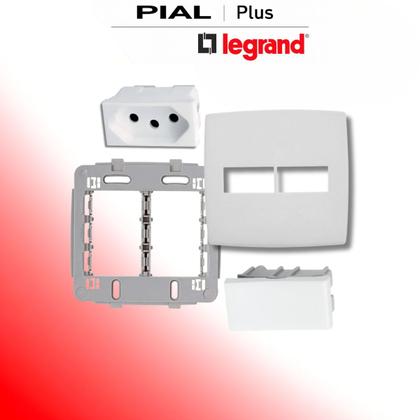 Imagem de Conjunto 4x4 1 Interruptor Simples e 1 Tomada 20A Pial Plus