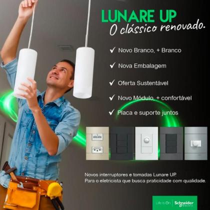 Imagem de Conjunto 4x4 2 Interruptor Lunare Up Branco Fosco Schneider