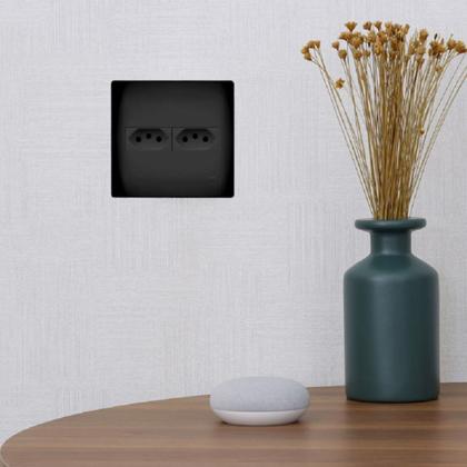 Imagem de Conjunto 4x4 2 Tomadas 20A Fame Habitat Black Preto Fosco