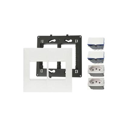 Imagem de Conjunto 4x4+Suporte+2 Interruptor Paral+2 Tomada Pial Plus+