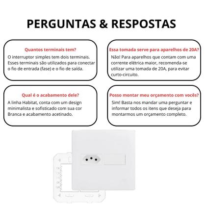 Imagem de Conjunto 4x4 Tomada 10A + Interruptor Simples Habitat Branco