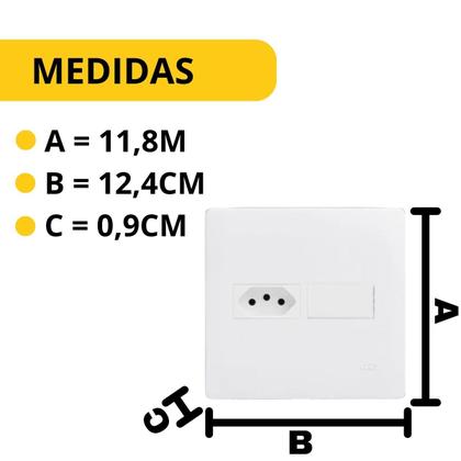 Imagem de Conjunto 4x4 Tomada 10A + Interruptor Simples Habitat Branco