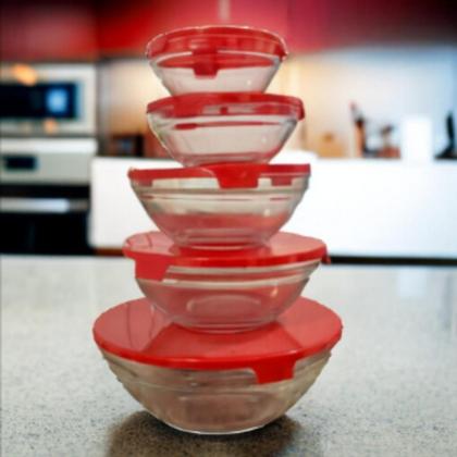 Imagem de Conjunto 5 Potes de Vidro Com Tampa - Sortido