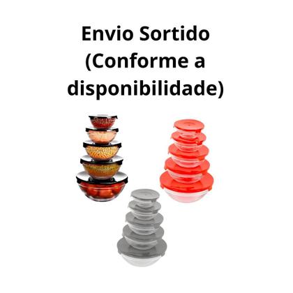 Imagem de Conjunto 5 Potes de Vidro Com Tampa - Sortido
