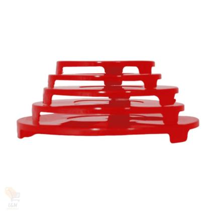 Imagem de Conjunto 5 Potes Vidro Tampa Hermética Marmita Mantimentos Vermelho