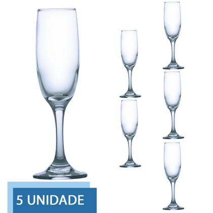 Imagem de Conjunto 5 Taças Vidro 180ml Champagne Luxo Ano Novo