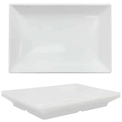 Imagem de Conjunto 5 Travessas Melamina Branca 41,5x26,5cm Wolff Bandeja Servir Buffet Retangular