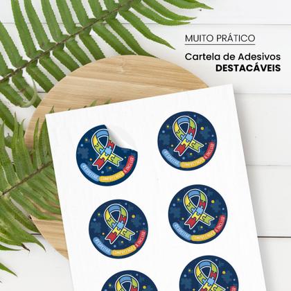 Imagem de conjunto 50 adesivos para marcar o dia mundial da conscientização do autismo