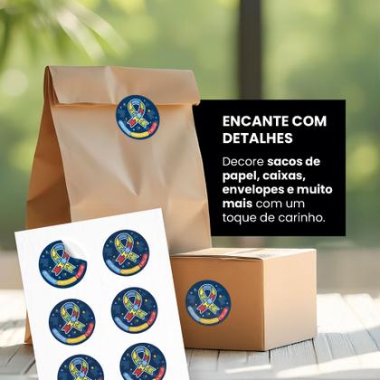 Imagem de conjunto 50 adesivos para marcar o dia mundial da conscientização do autismo