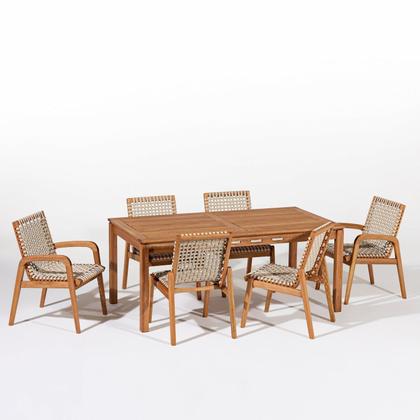 Imagem de Conjunto 6 Cadeira 1 Mesa 180cm Traço