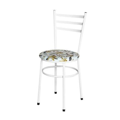 Imagem de Conjunto 6 Cadeiras Epoxi Branca Para Cozinha Assento Estampado