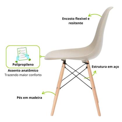 Imagem de Conjunto 6 Cadeiras para Sala de Jantar Eames Eiffel Dkr