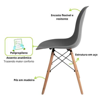 Imagem de Conjunto 6 Cadeiras para Sala de Jantar Eames Eiffel Dkr