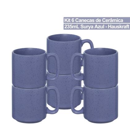 Imagem de Conjunto 6 Caneca Cerâmica Moderna 235ML Com Alça Para Café Chá Decoração Surya
