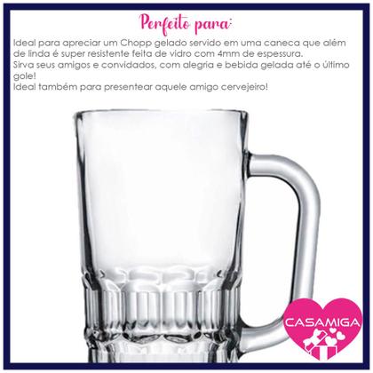 Imagem de Conjunto 6 Canecas Chopp Vidro 360ml Class Home