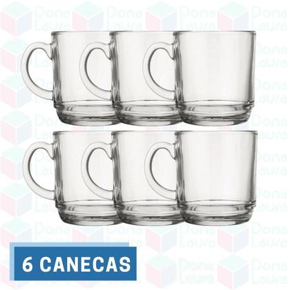 Imagem de Conjunto 6 Canecas Xicara Vidro 250ML Ideal Café Chocolate Chá