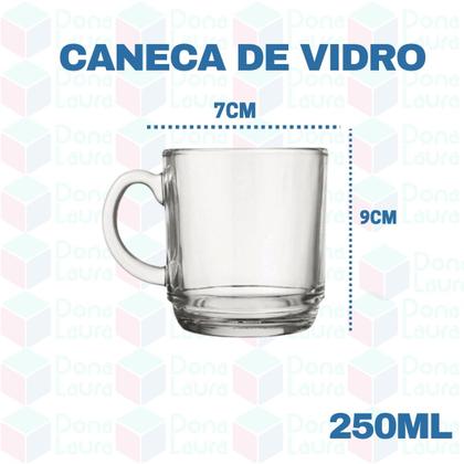 Imagem de Conjunto 6 Canecas Xicara Vidro 250ML Ideal Café Chocolate Chá