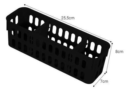 Imagem de Conjunto 6 Cestos Organizadores Com Divisórias 1,5 Litros Multiuso Kit Para Quarto Cozinha Banheiro Lavabo Porta Maquiagem Mantimentos Acessórios