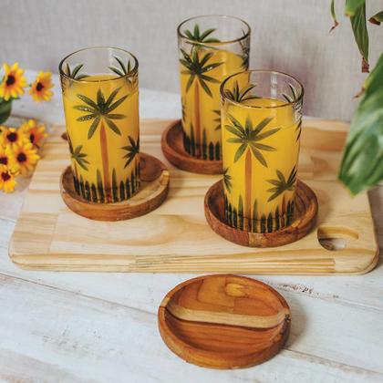 Imagem de Conjunto 6 Copos Altos de Cristal Palm Tree Handpaint 360ml - Wolff