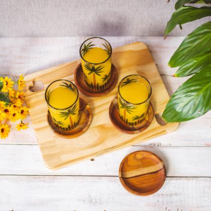 Imagem de Conjunto 6 Copos Altos de Cristal Palm Tree Handpaint 360ml - Wolff