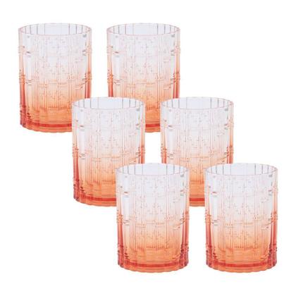 Imagem de Conjunto 6 Copos Baixos em Acrílico Bambu Laranja 415 ml 