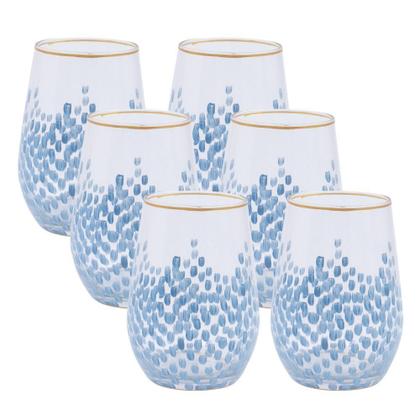 Imagem de Conjunto 6 Copos Dubai Degas Azul Prussia Leitoso 