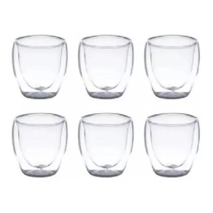 Imagem de Conjunto 6 Copos Para Café Dupla Parede De Vidro Café F7069