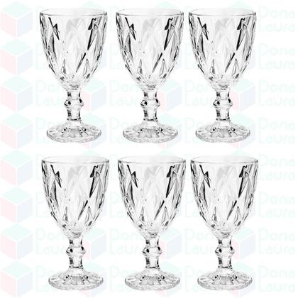 Imagem de Conjunto 6 Copos Transparente Taça Diamante Agua Vinho 300ml