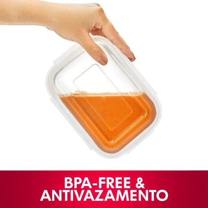 Conjunto 6 Potes De Vidro Hermetico 640ml Marmita Porta-Mantimentos Retangular - LP House Imagem de Conjunto 6 Potes De Vidro Hermetico 640ml Marmita Porta-Mantimentos Retangular