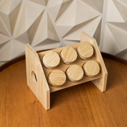 Imagem de Conjunto 6 Potes em Vidro com Tampa de Rosca e Suporte de Bambu Wolff