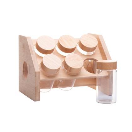 Imagem de Conjunto 6 Potes em Vidro com Tampa de Rosca e Suporte de Bambu Wolff