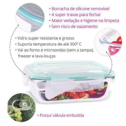 Imagem de Conjunto 6 Potes Vidro Hermético Marmita Mantimentos 640ml