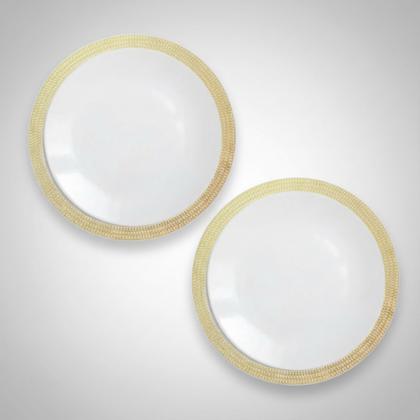 Imagem de Conjunto 6 Pratos Branco Suflair Dourado Mesa Posta Festa